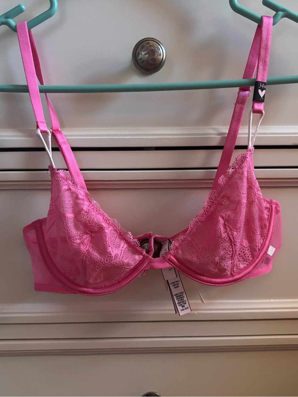 NWT Victoria's Secret Sexy Tee Unlined Demi Bra Pink Sorbet Lace 34B